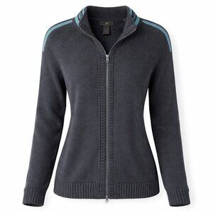 REI Coolmax Full Zip Sweater Women’s M Gray Mint Ribbed